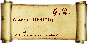 Gyenis Mihály névjegykártya