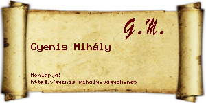 Gyenis Mihály névjegykártya